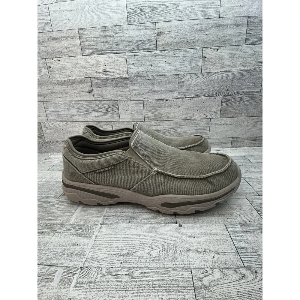 Skechers Shoes Tan Mens Sz 10 Relaxed Fit Air Cooled Memory Foam Slip On Comfort